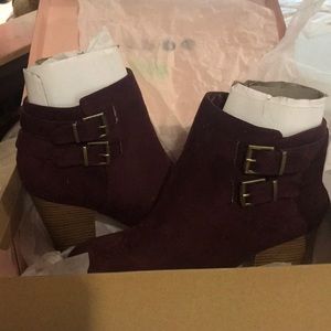 Suede maroon booties size 8